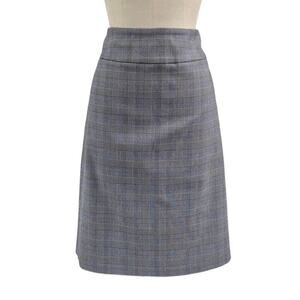 SOHO Poly Blend Houndstooth Plaid Skirt Black White Blue Womens XL